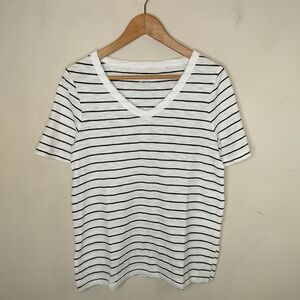Chico's Ultimate Tee Shirt‎ Stripe White Brown